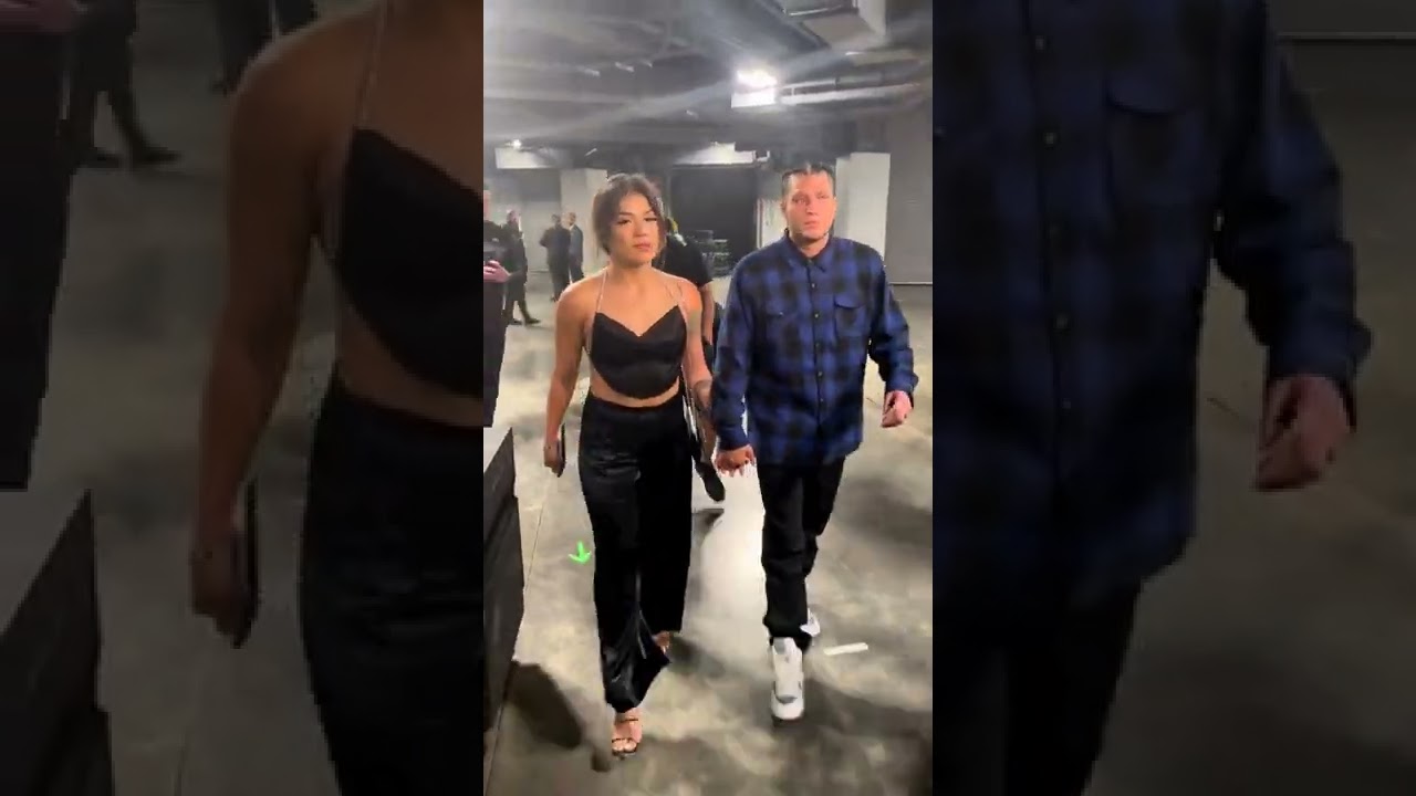 Brian Ortega and Tracy Cortez arrive hand in hand at UFC Long Island 🤝