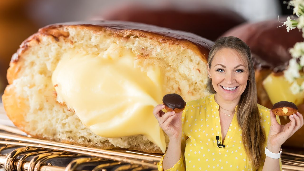Homemade Donuts Filled with Boston Cream