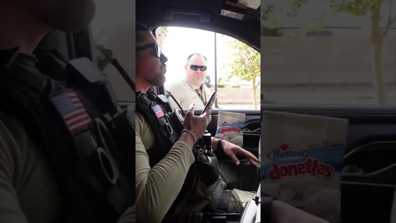 Officer's Donut Break Interrupted by Surprise Check from Lieutenant!