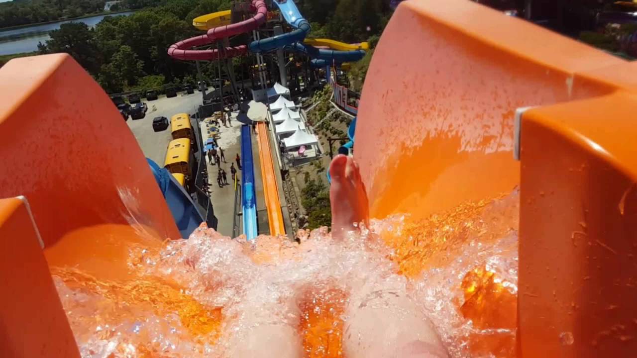 POV: Intense Orange Water Slide: Devil's Peak at Water Wizz, East Wareham, MA