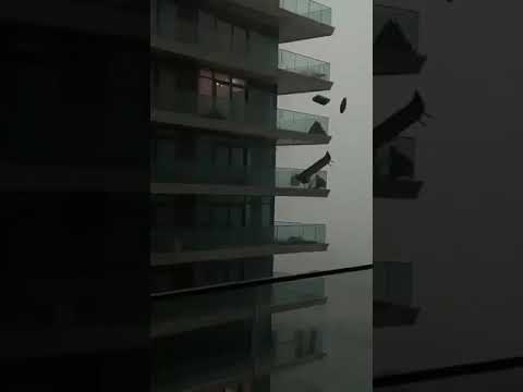Furniture Flying of Balconies in Dubai Storm