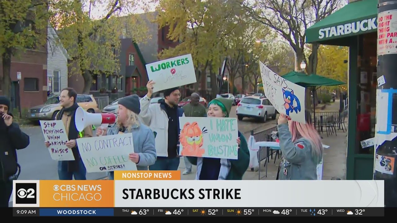 Thousands of Starbucks workers strike on Red Cup Day