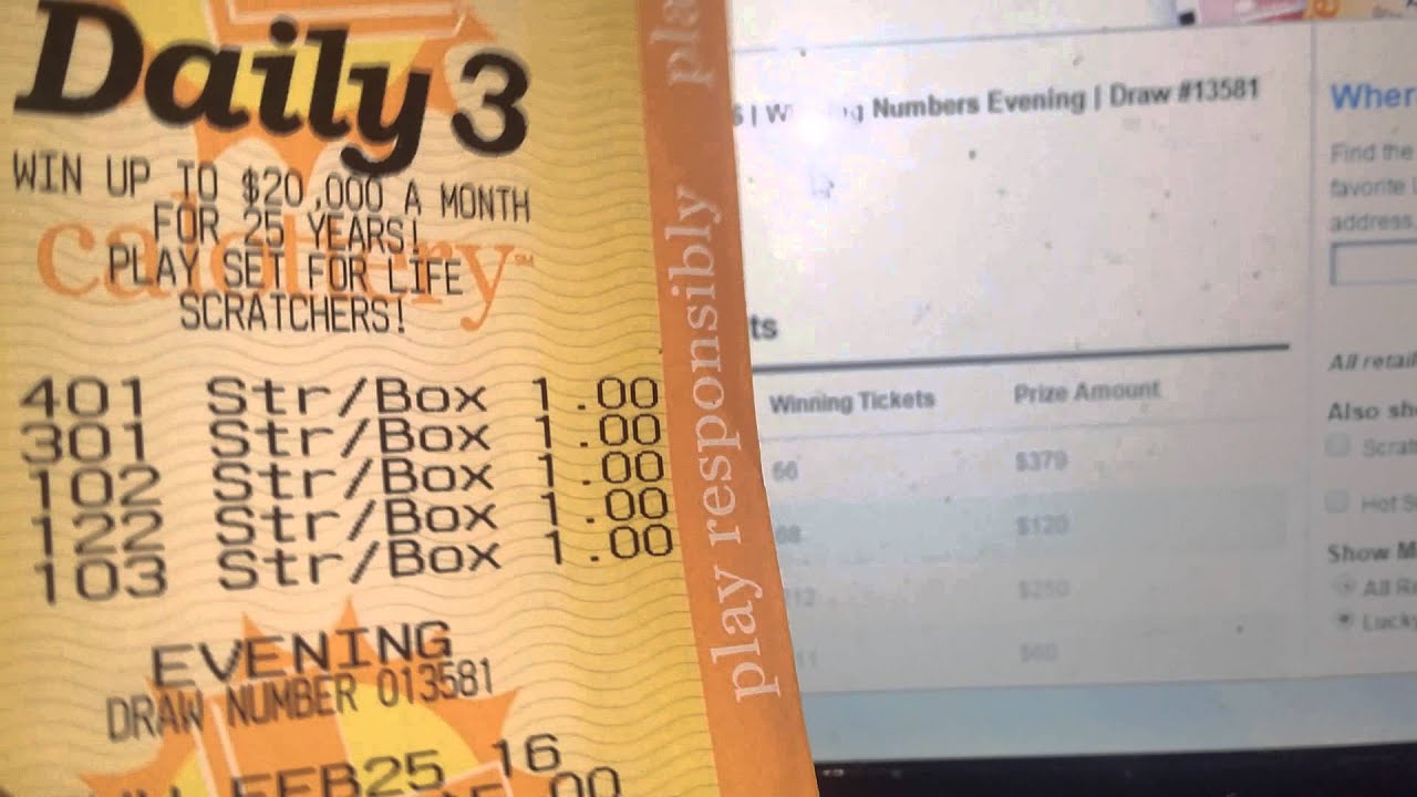 Daily 3 Straight/box  BOX ONLY WIN 60$