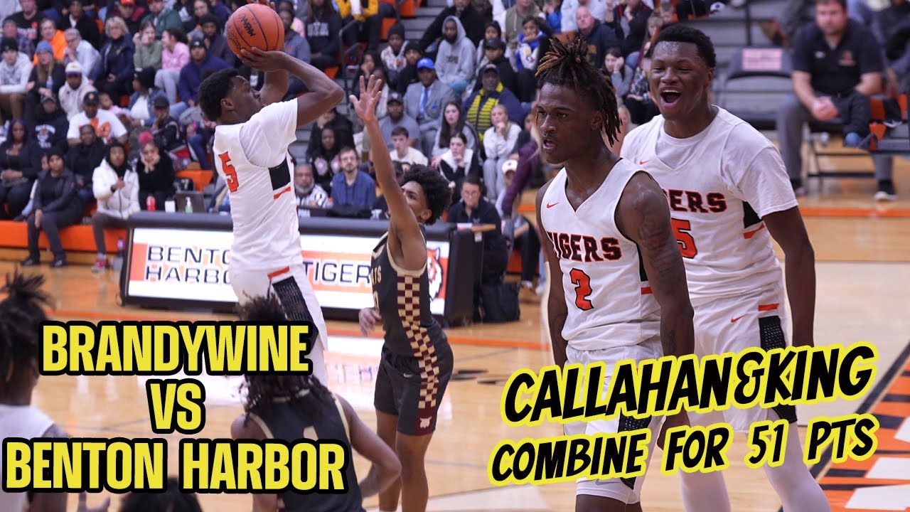 BRANDYWINE VS BENTON HARBOR : TIGERS WIN 11TH STRAIGHT GAME , CALLAHAN & KING COMBINE FOR 51 POINTS!