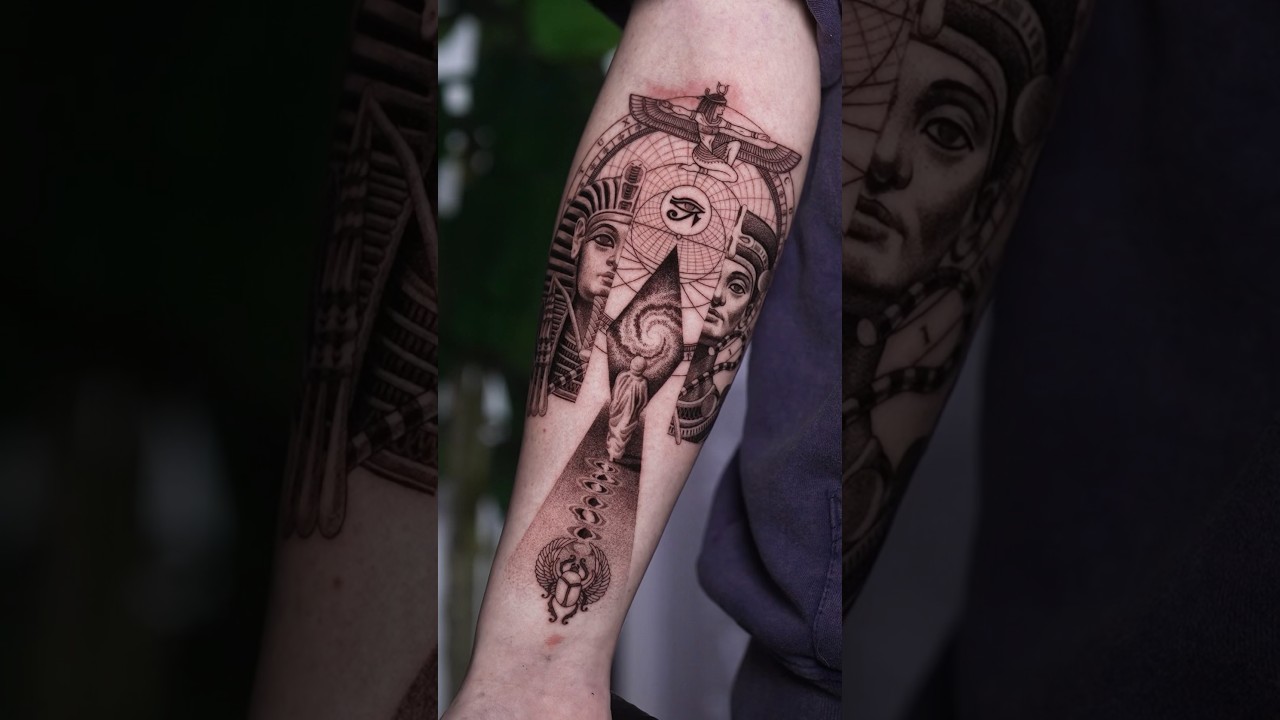 9 Hour Egyptian Tattoo 😵💫 #tattooartist #tattoos #viral