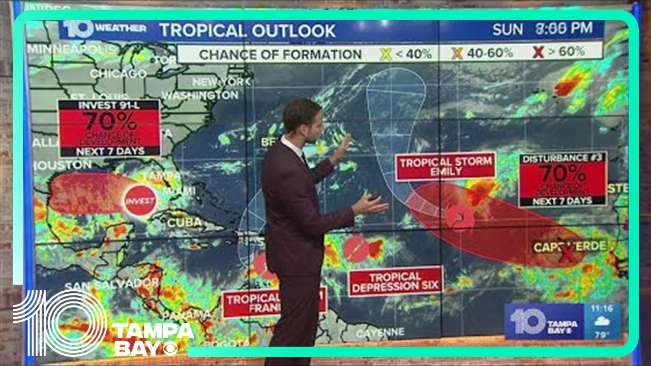 Tracking the Tropics: Tropical Storm Franklin strengthens, Tropical Storm Emily slightly weakens