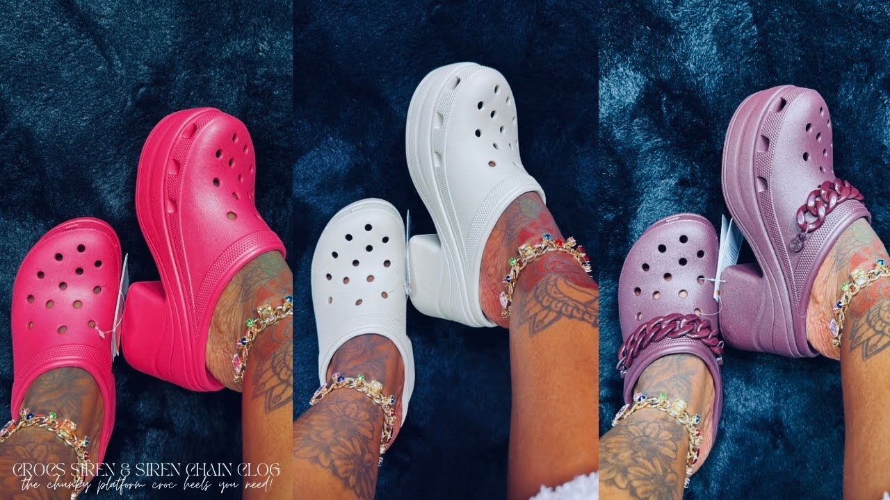 CROCS SIREN & SIREN CHAIN CLOG UNBOXING REVIEW & TRY ON HAUL | FT. ALL 4 COLORS | CROC PLATFORM HEEL