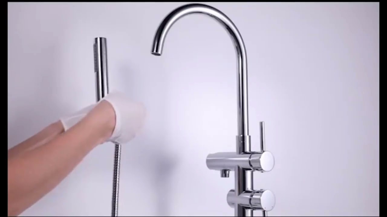 Juno Brushed Nickel Dual Handle Floor Stand Faucets - Shower Standing Handle