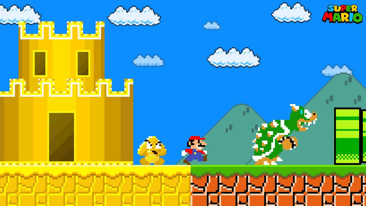 Super Mario Bros., but Everywhere Mario Goes, the World Turns to GOLD