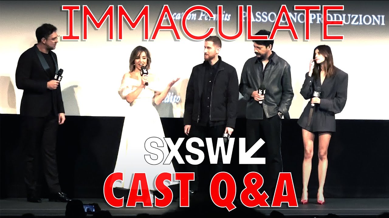 The cast of IMMACULATE at SXSW for Q&A (with Sydney Sweeney)