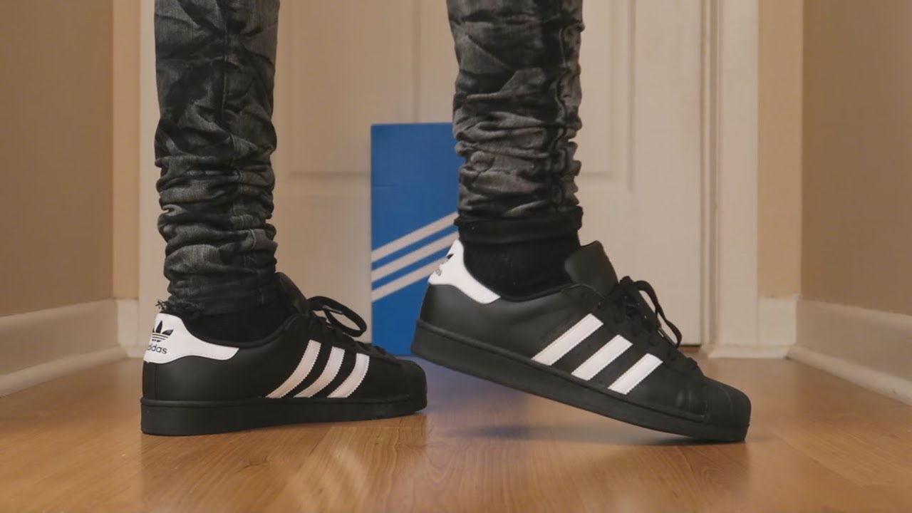 Adidas Superstar On Feet (Black)