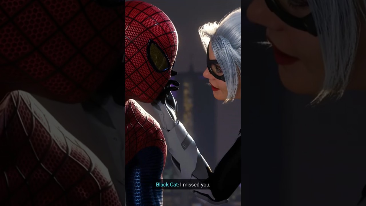 Black Cat Kisses Spider-Man 🥰 | Marvel PS5 Game #shorts #spiderman #kiss