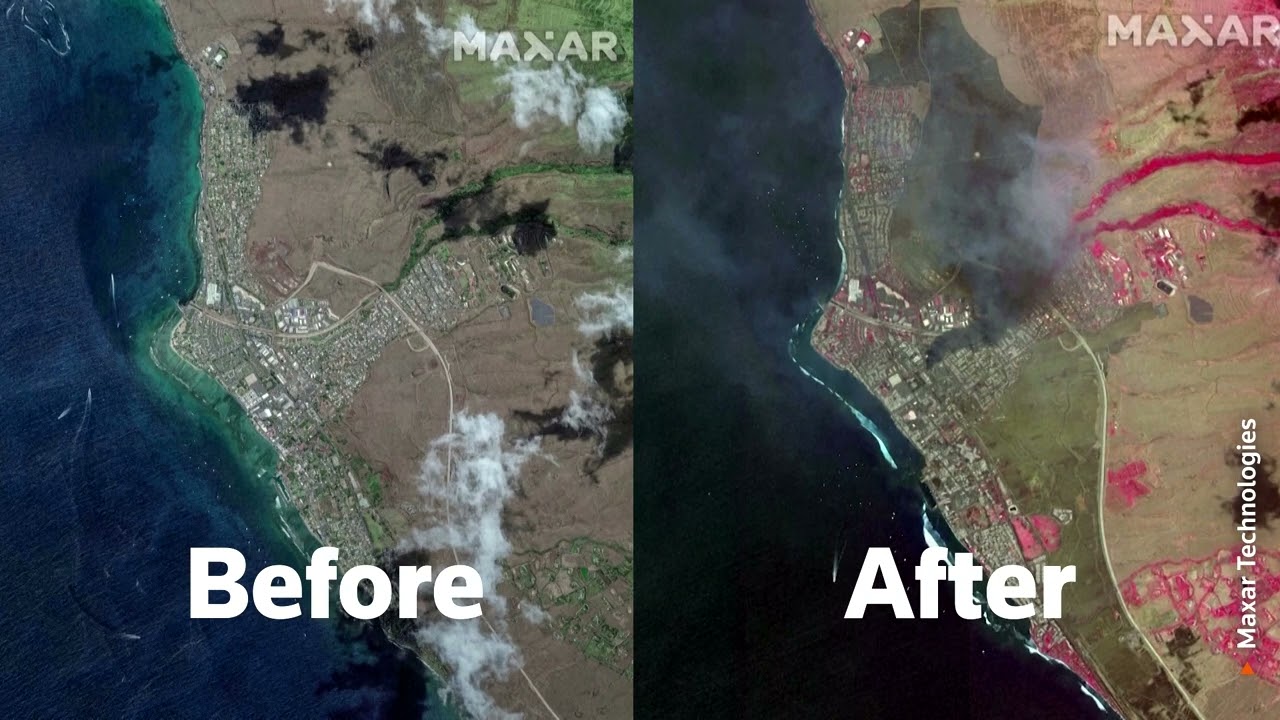 Satellite images show devastation from Maui wildfires