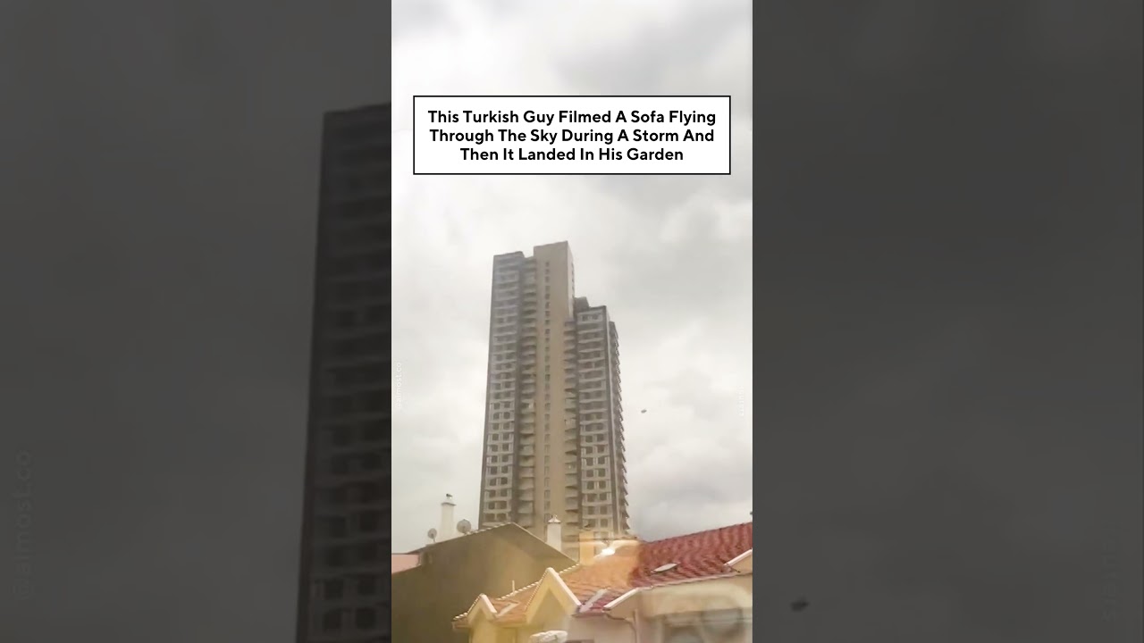 This Turkish Guy Filmed A Sofa Flying Through The Sky In A Storm And Then It Landed In His Garden