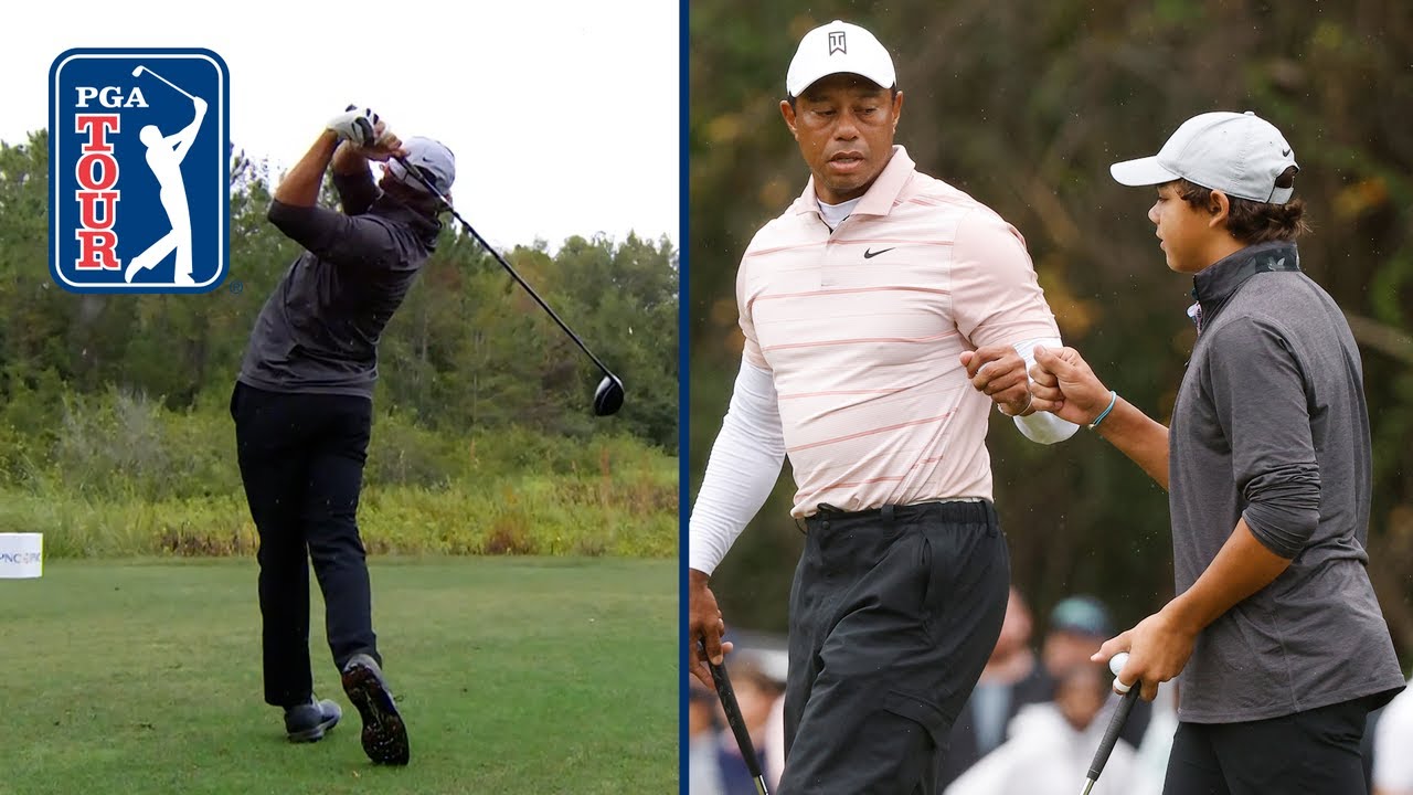 Charlie Woods drives it OVER 321-yard par-4 green at PNC Championship
