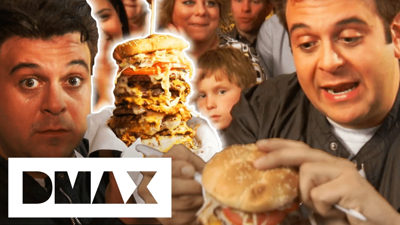 Adam vs The OMG Burger Challenge: The 12" High Burger Made With 12 Patties! | Man v Food