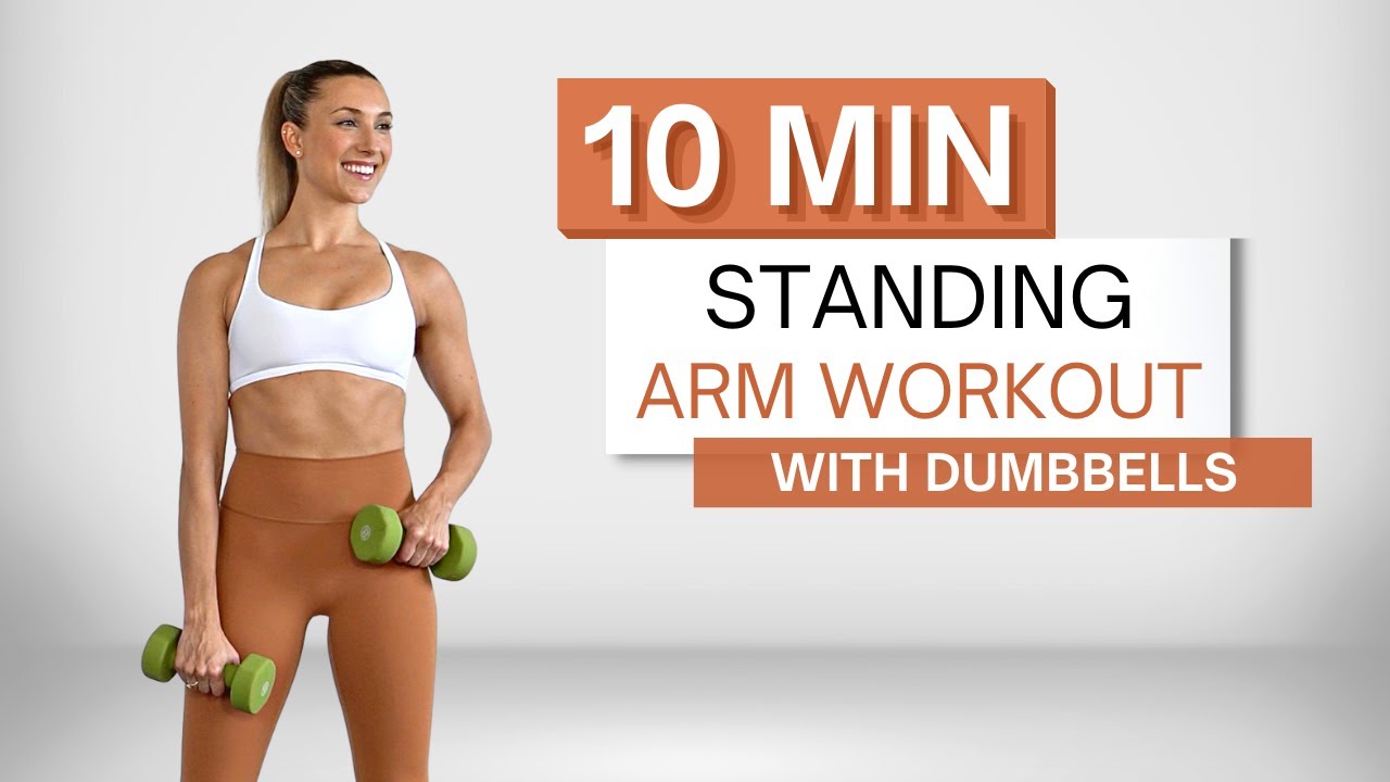 10 min STANDING ARM WORKOUT | With Dumbbells | Biceps, Triceps and Shoulders | Zero Pushups