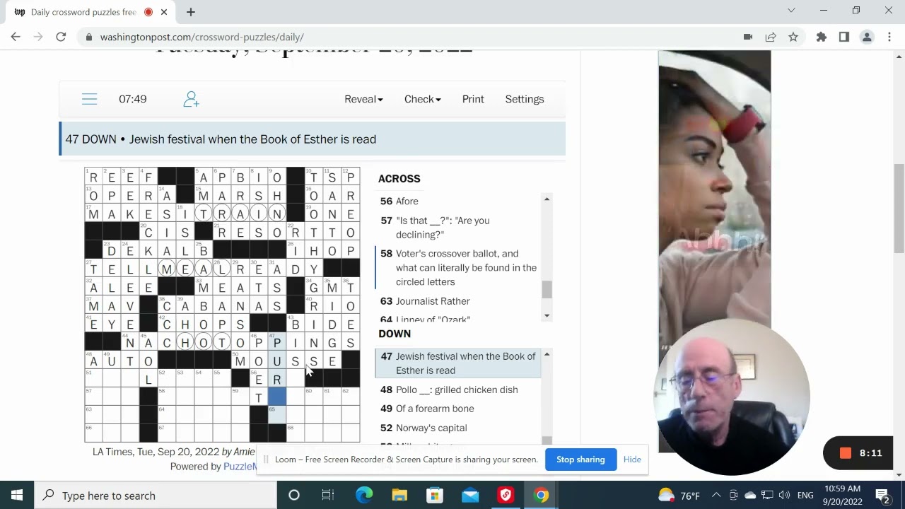 Washington Post Crossword: 9-20-22