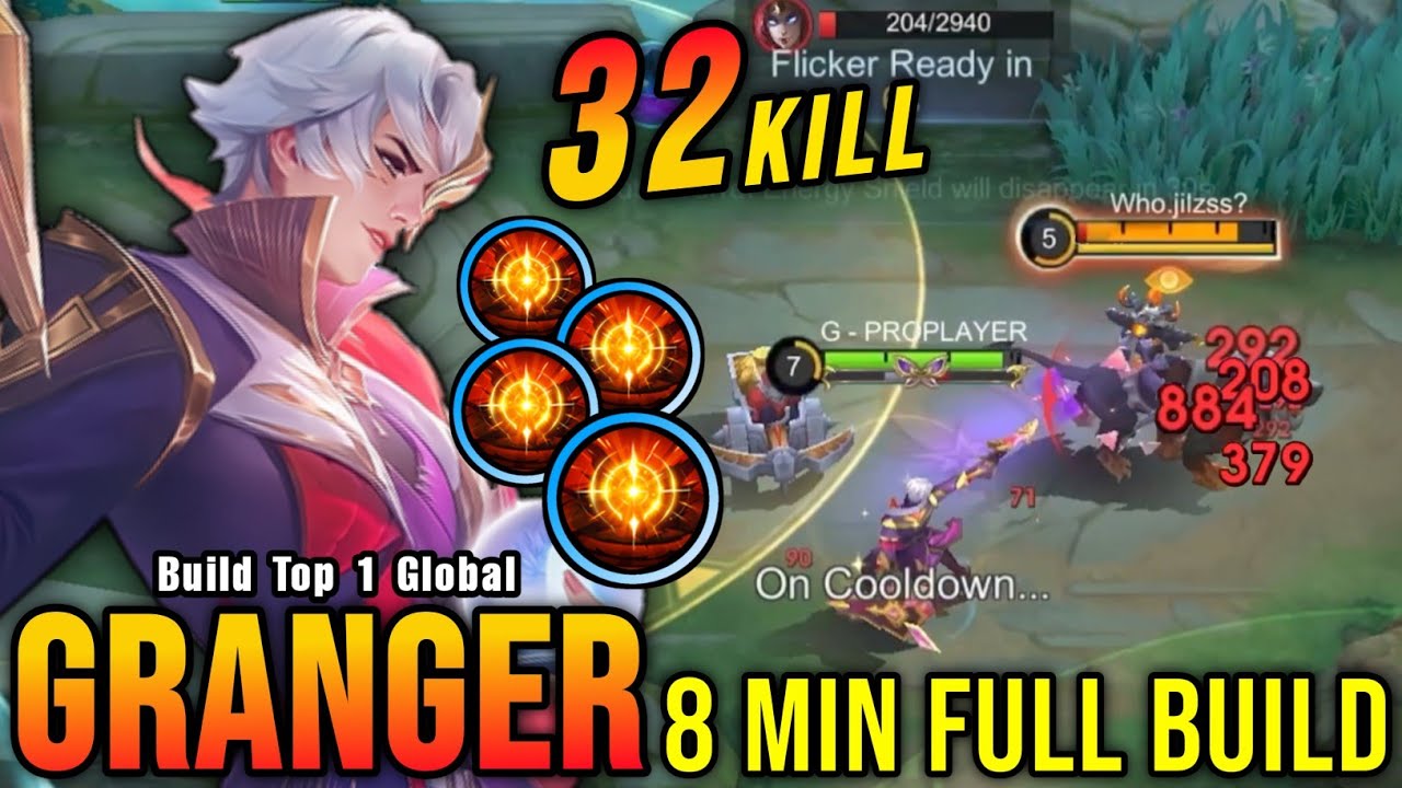 32 Kills No Death!! Granger Gold Lane 8 Minutes Full Build - Build Top 1 Global Granger ~ MLBB