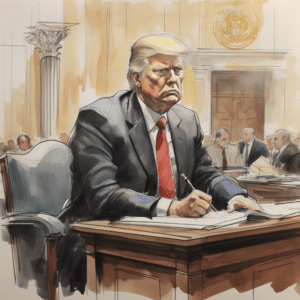 trump courtroom sketch